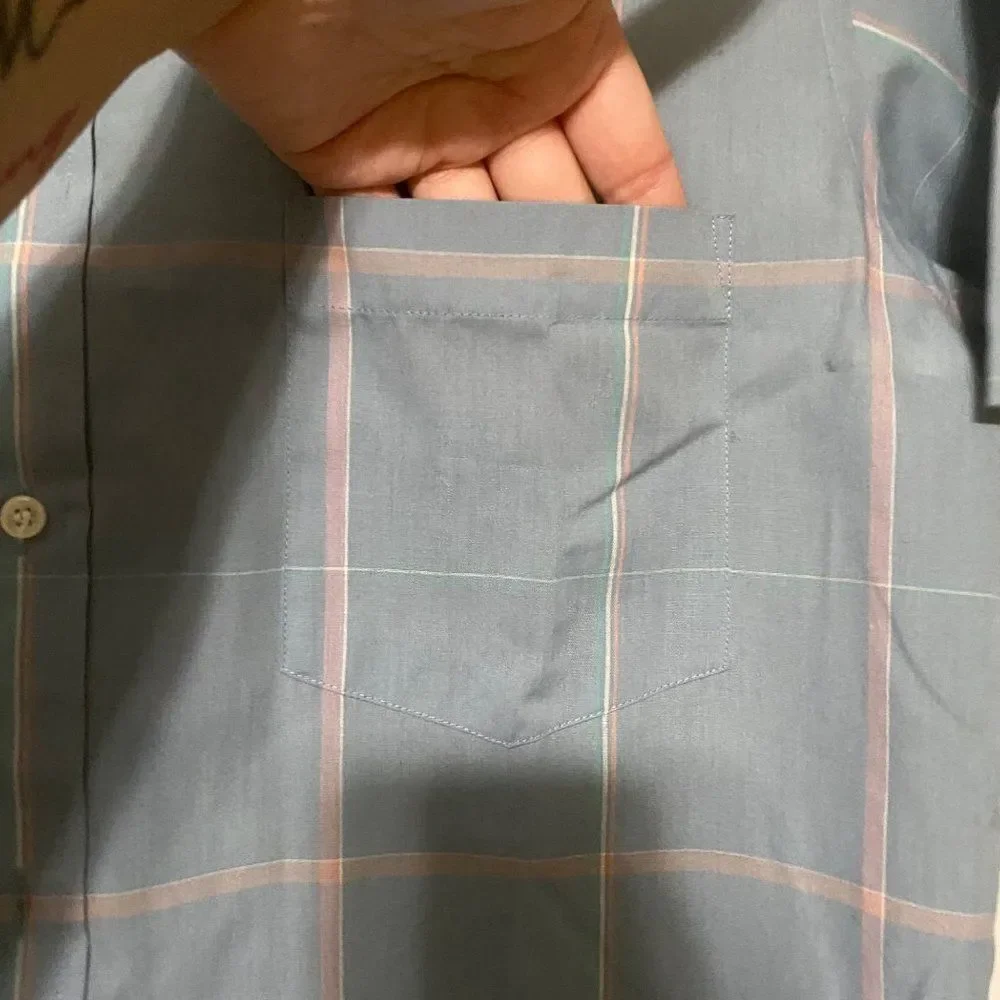 Private Club blue with pink stripes shirt sleeve dress shirt